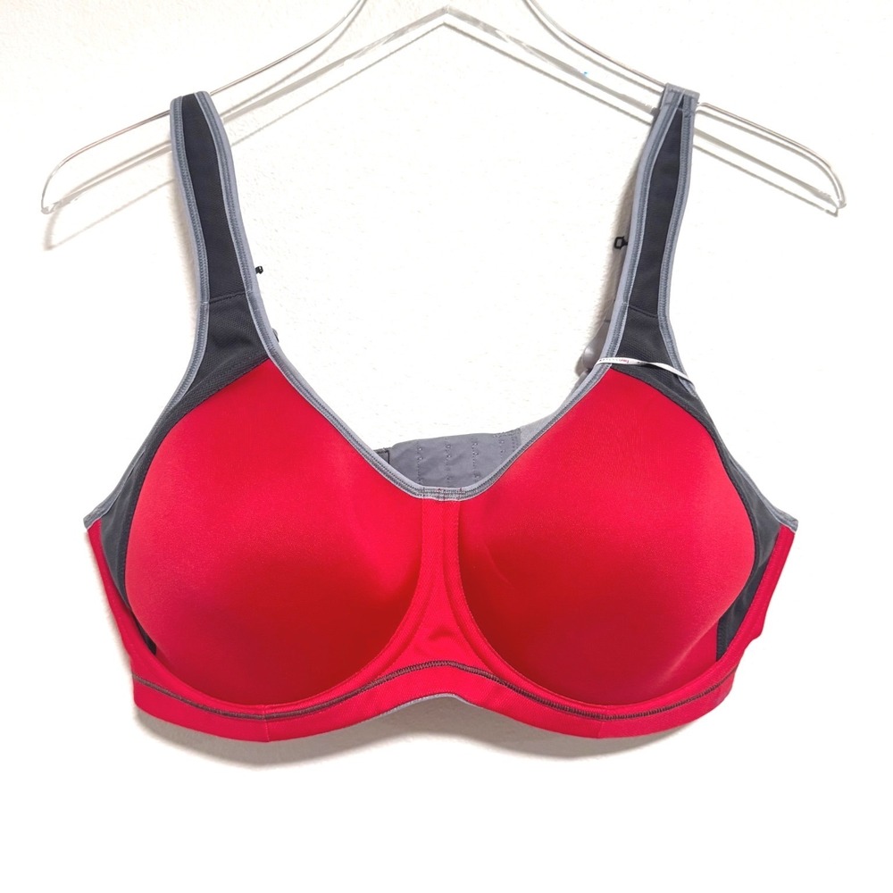 Freya Sonic AA4892 High Impact Underwire Molded Spacer Sports Bra Red/Grey